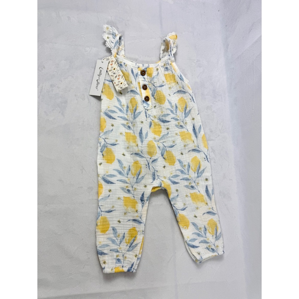 Emily & Oliver Baby Girl Lemon Detailed Romper  6-9 M